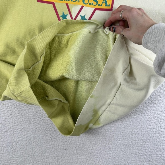 Vintage Guess Sweatshirt Womens Small Green Bleach Dye Crewneck Made USA 80s - Picture 7 of 15